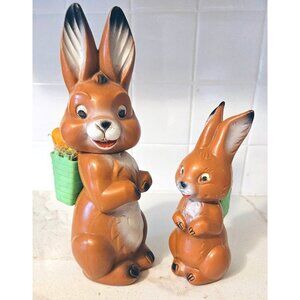 Vintage German brown plastic bunnies -  two bunnies